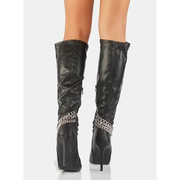 STREET CHIC CHAIN OF FOOLS STILETTO BOOTS - Picture 2 of 6